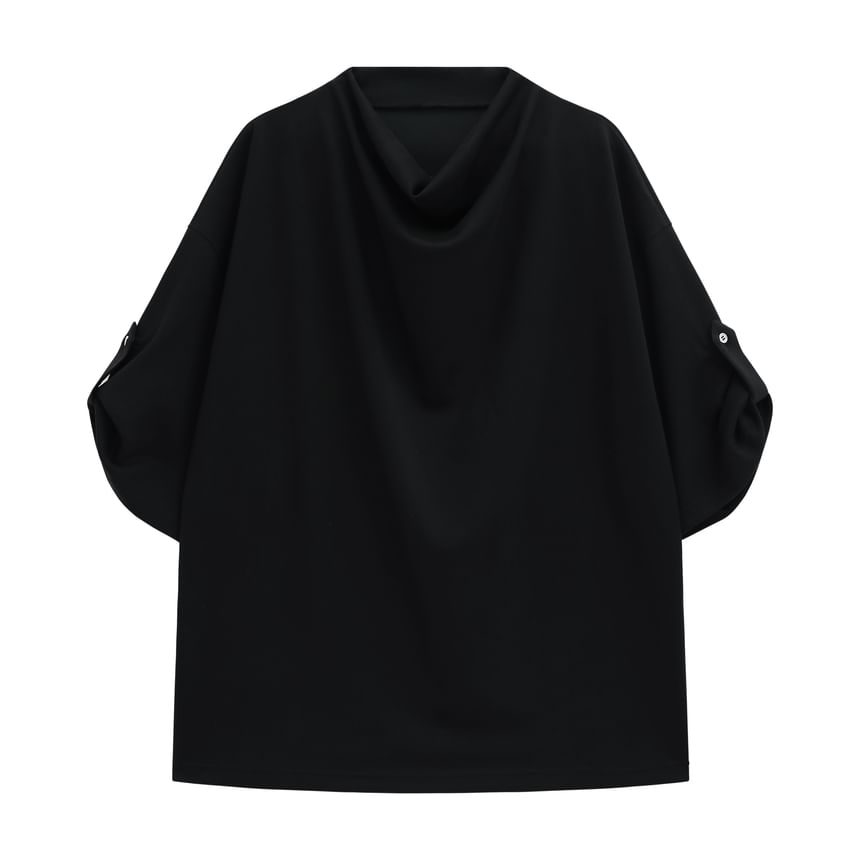 CHIC ERRO - Effen top met kraag en elleboogmouwen