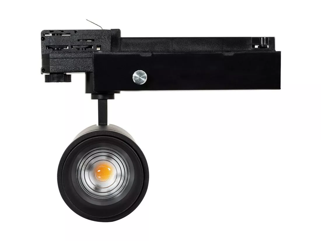 Spot LED sur Rail Triphasé 30W Dimmable Wolf Multiangle 15-60º Noir 3000K Blanc chaud