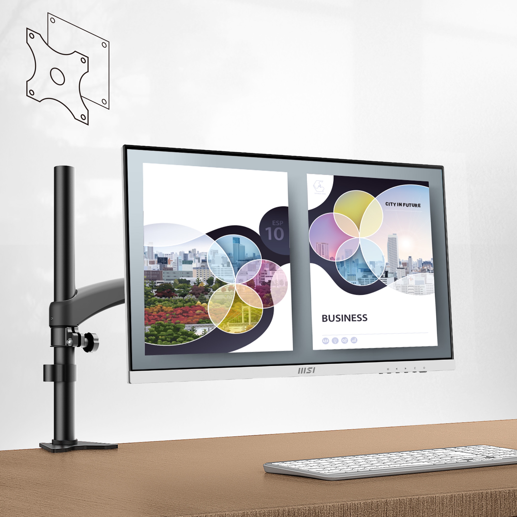 MSI LED-Monitor »Modern MD2412P« 60 cm/24 ″  1920 x 1080 px Full HD 1 Reaktionszeit 100 Hz höhenverstellbar, 3 Jahre Herstellergarantie, USB-C