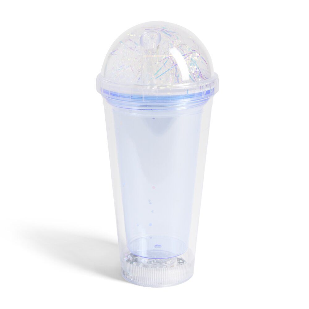 Gobelet 450ml plastique double paroi à paillettes 2 coloris