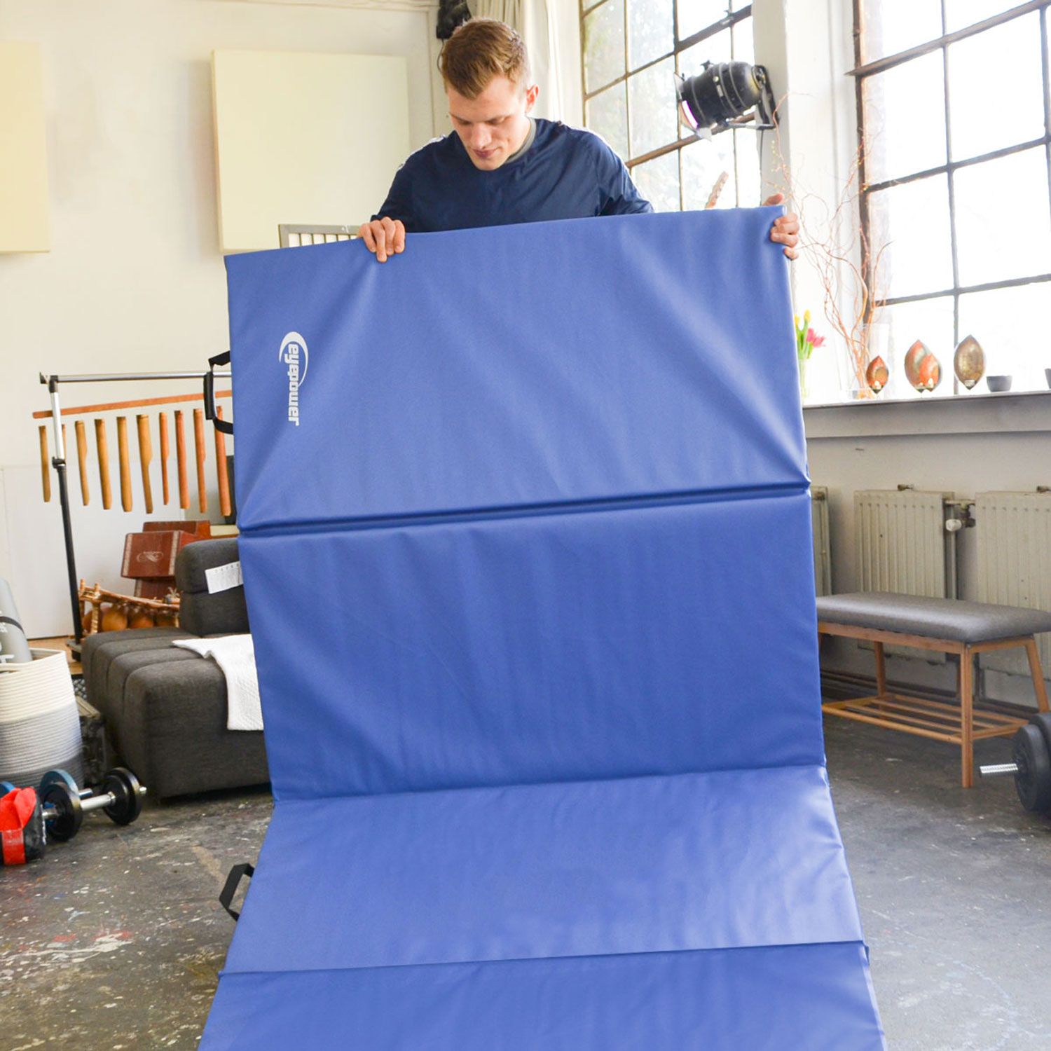 Weichbodenmatte 180*115*5cm blau/schwarz