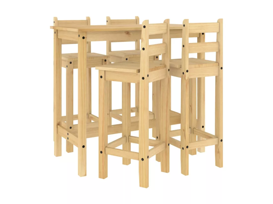 Ensemble de bar 5 pcs Bois de pin massif