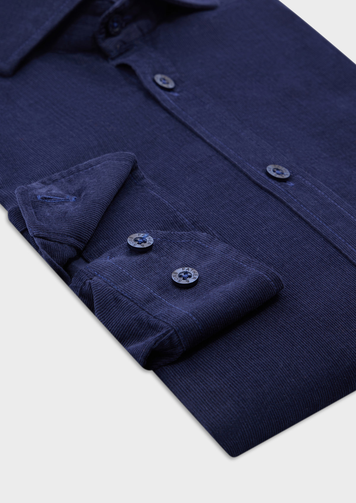 Chemise sport Slim en velours côtelé uni bleu marine