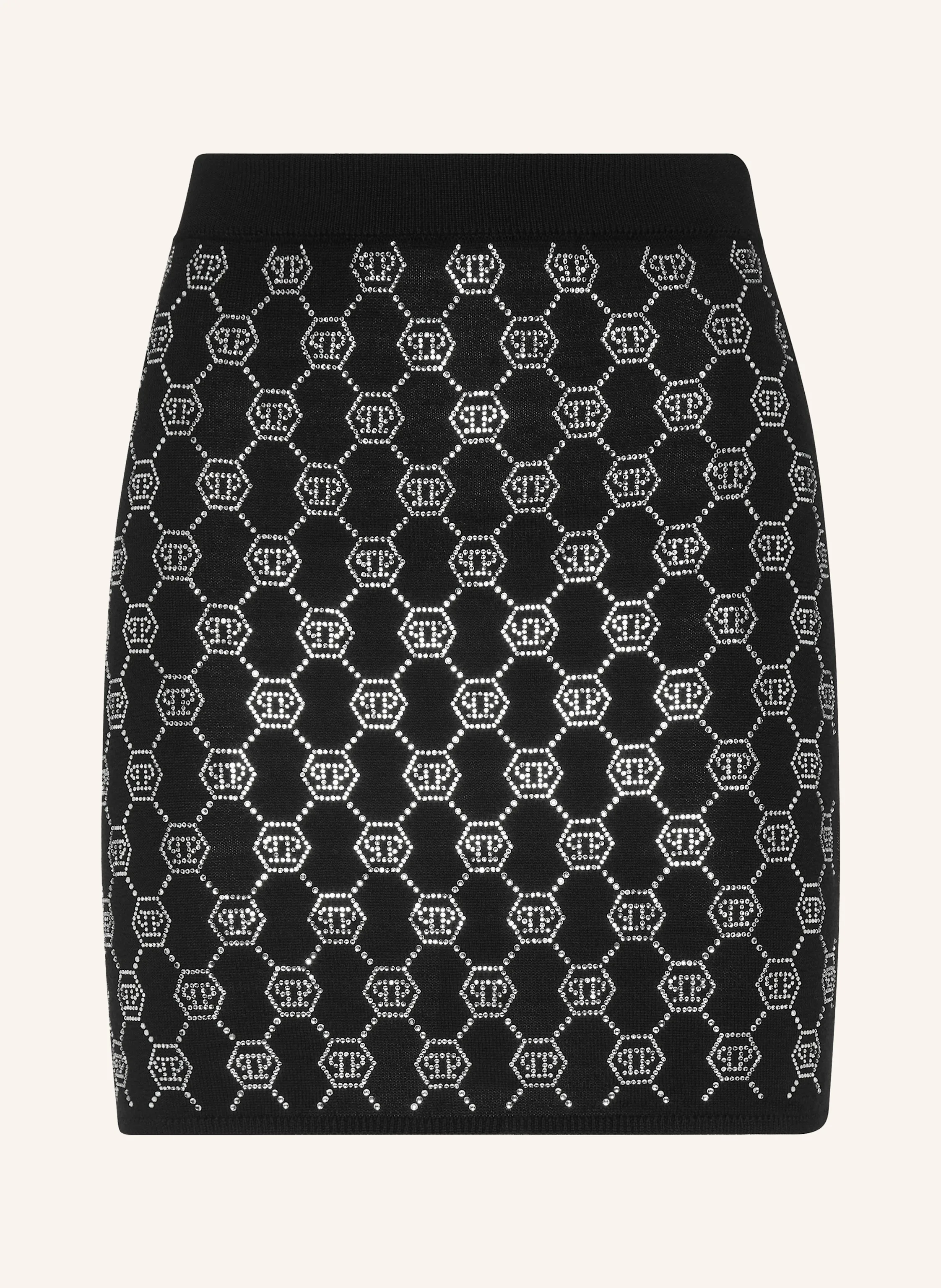 PHILIPP PLEIN Minirock mit Schmucksteinen MONOGRAM