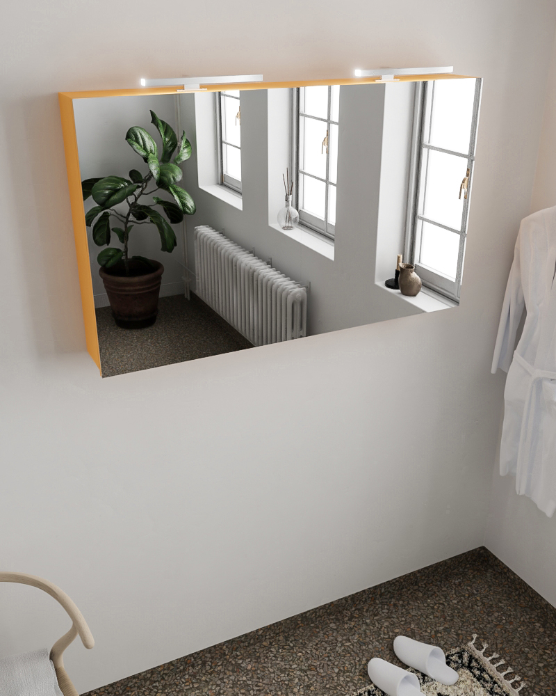 Mondiaz Cubb spiegelkast 120x70x16cm ocher met 2 deuren