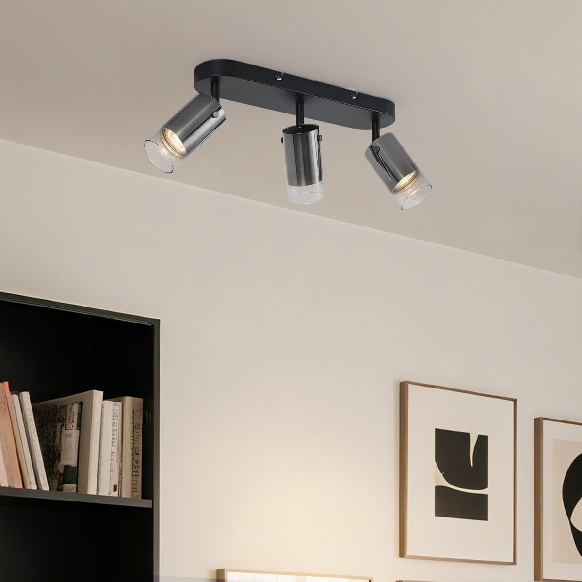 Moderne plafondspot gunmetal 3-lichts draai- en verstelbaar - Drain