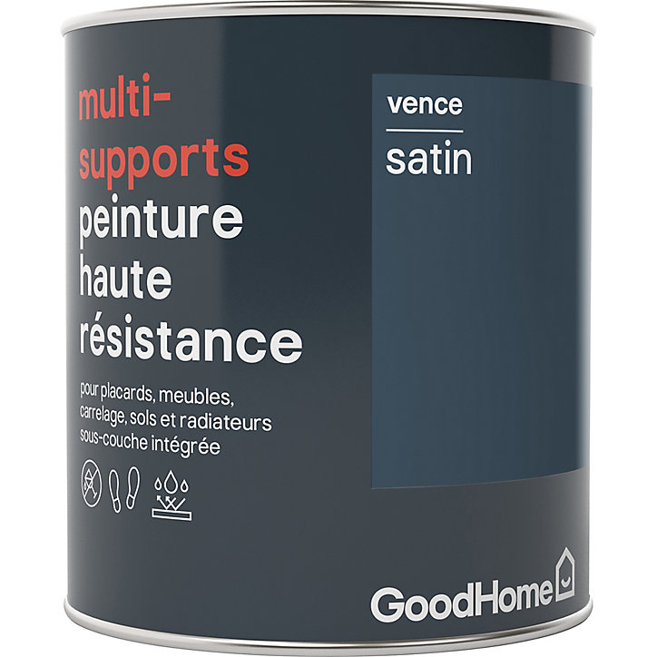 Peinture haute résistance multi-supports GoodHome bleu Vence satin 0,75L