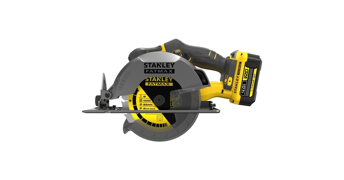 StanleyFATMAX V20 18V handcirkelzaag  (Geel/zwart, Koffer, 2 accu's (2.0Ah) en oplader (4A) inbegrepen)