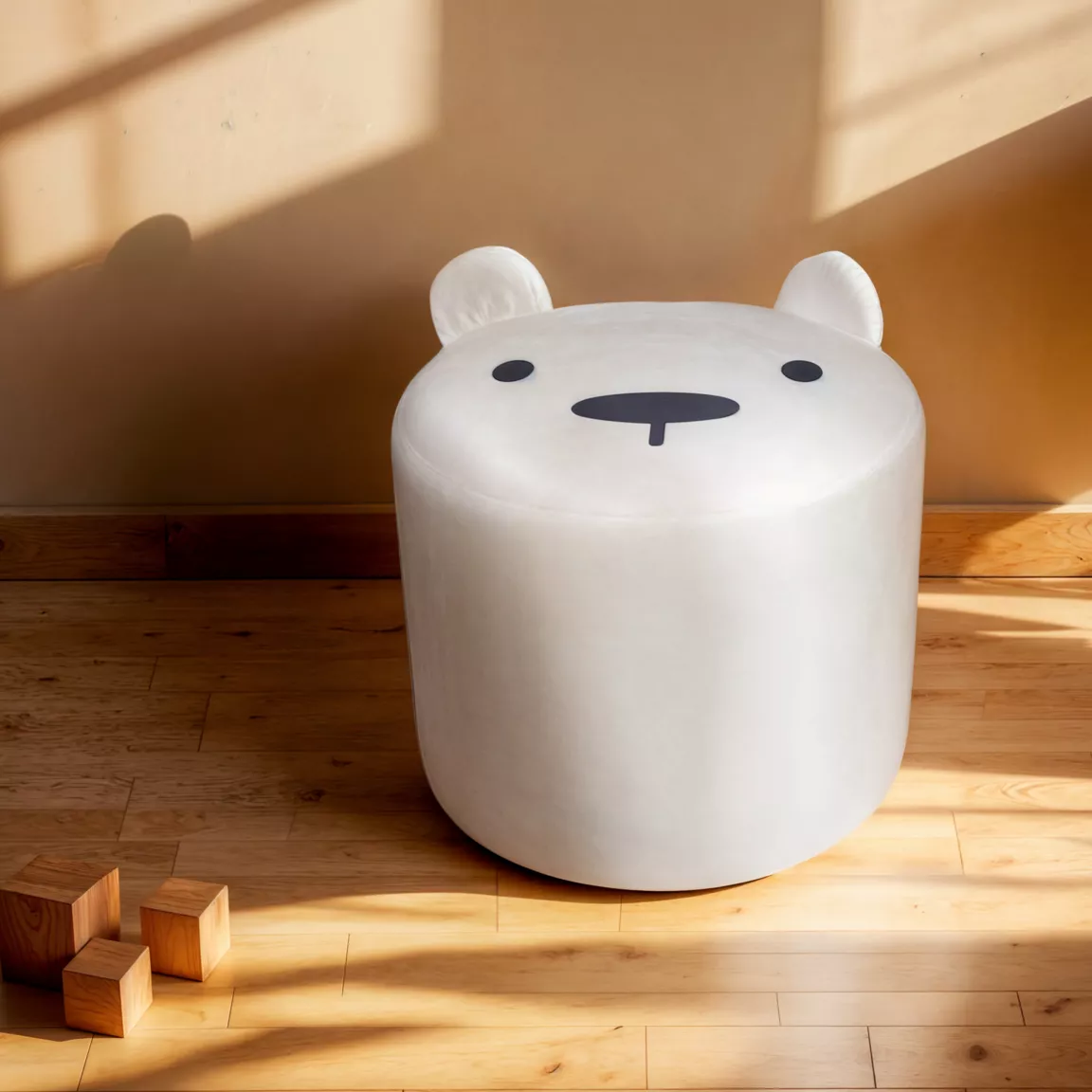 Pouf enfant (H25 cm) Ourson Blanc