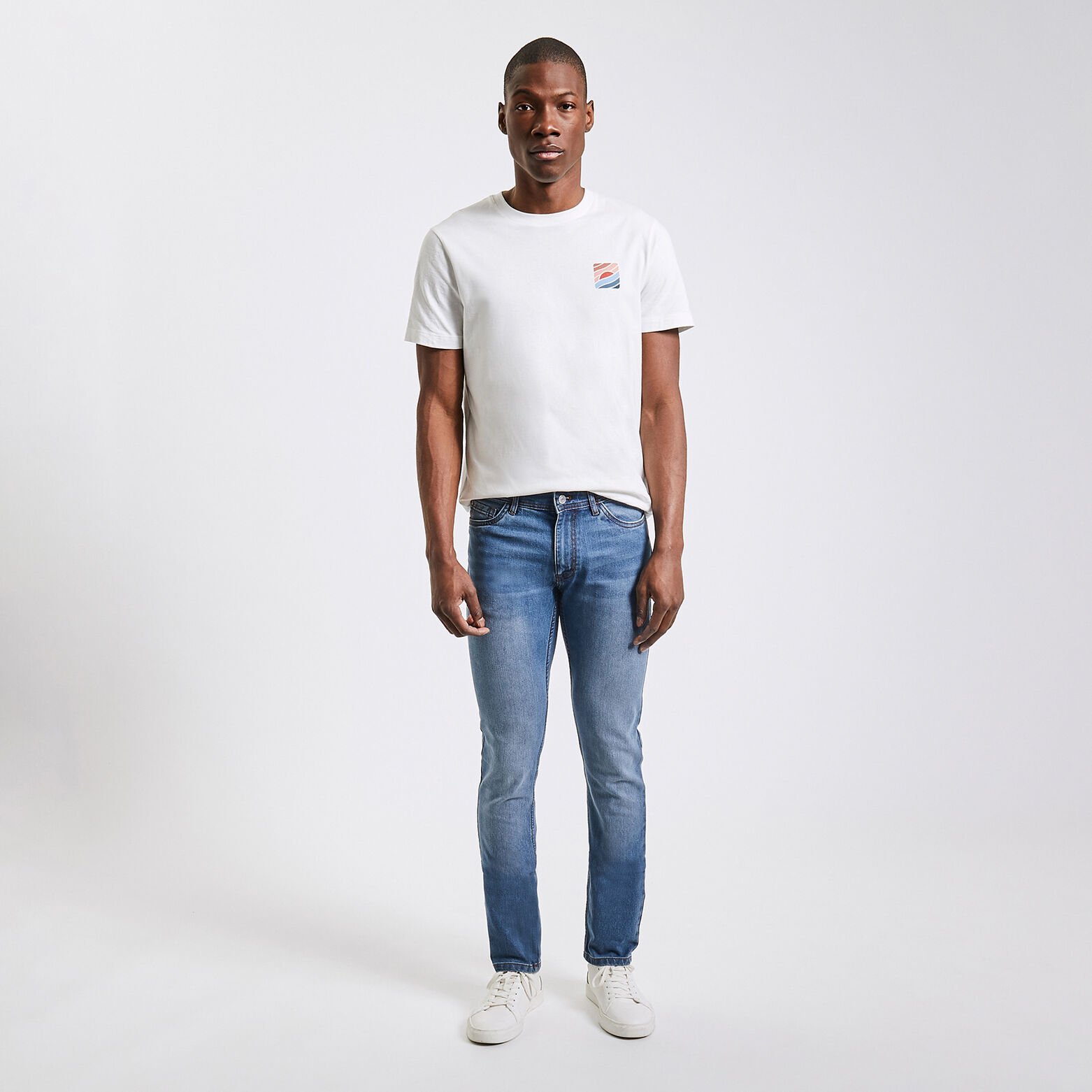 Jean slim en coton et polyester recyclés Bleu