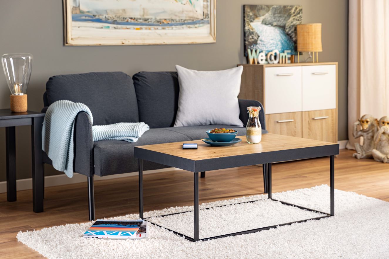 Inter Link Couchtisch Sofatisch Passione - schwarz und eiche artisan nachbildung