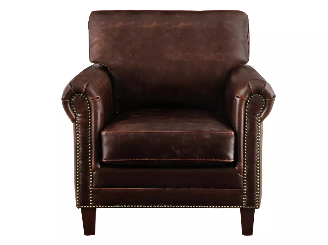 Fauteuil en cuir vieilli CASSANDRA - Marron