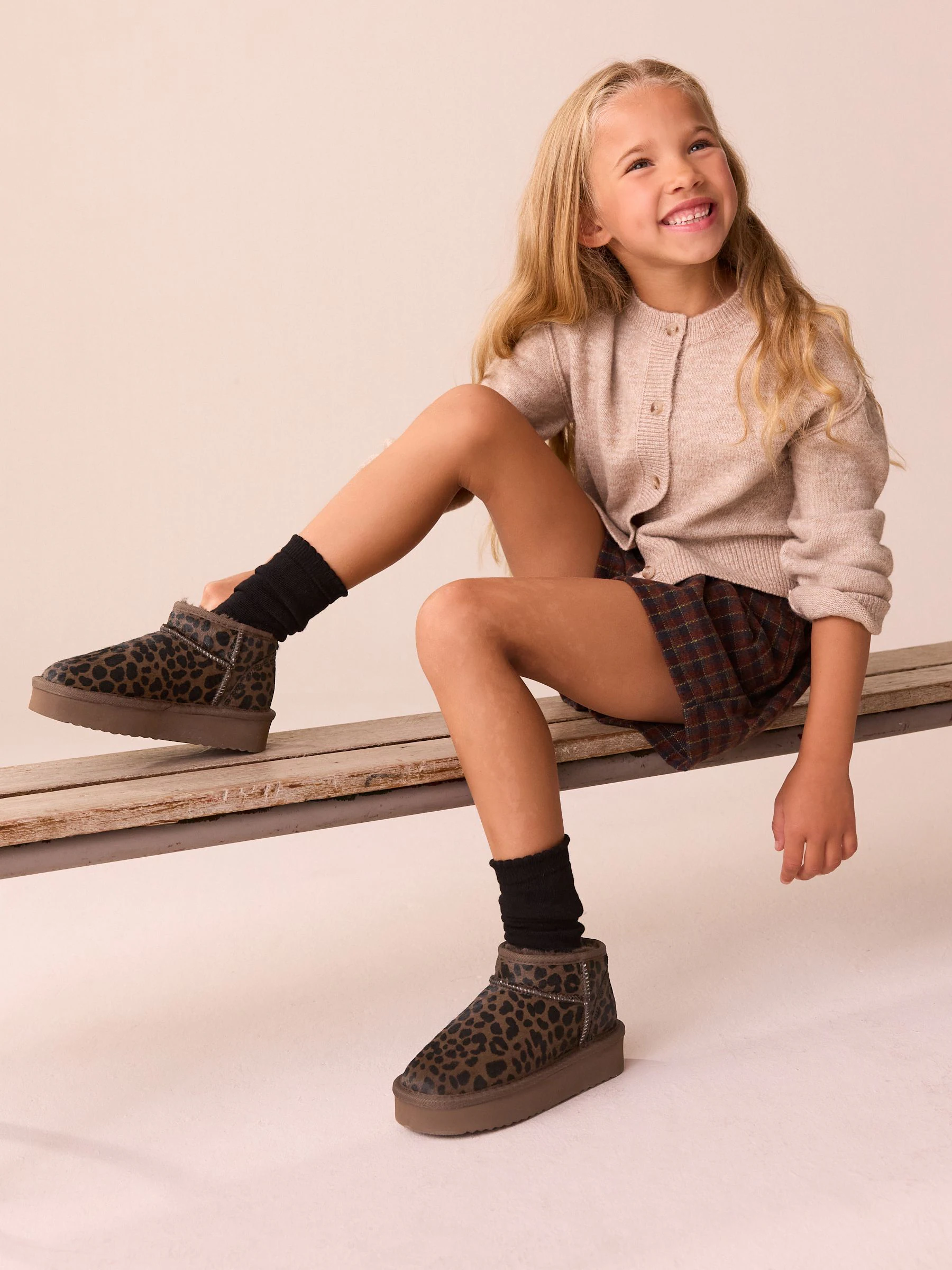 Chocolade Bruin luipaard Print - Lage schoenen mini warmgevoerde waterafstotende suède Boots