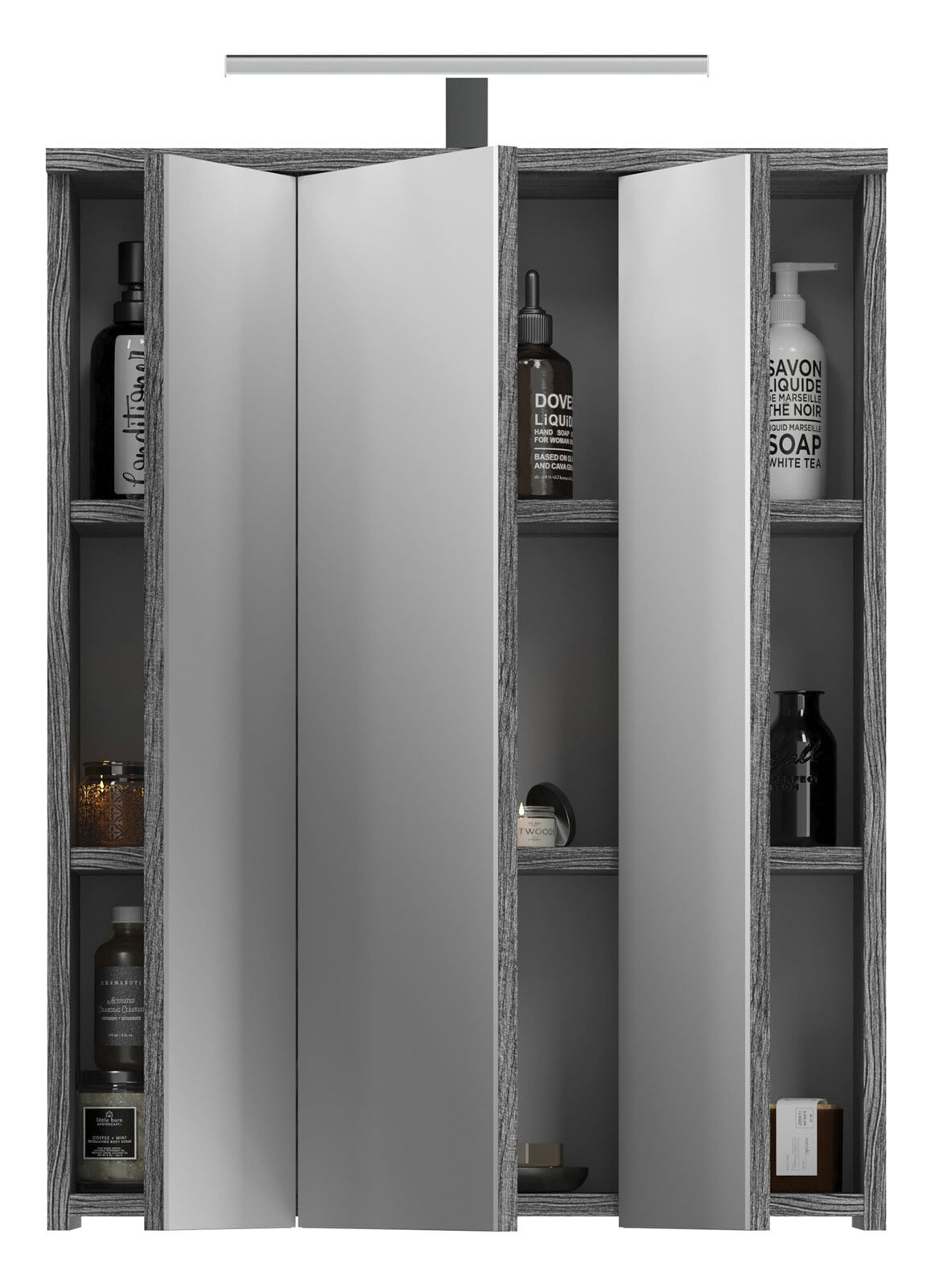 Spiegelschrank inklusive Beleuchtung Blake Rauchsilber / Spiegelfront 60x77x21 cm