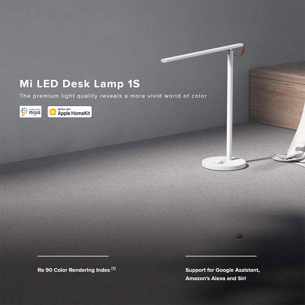 Mi Smart LED Tischlampe 1S (40 cm) Dimmbare Leselampe   App Steuerung iOS/Android (Apple Home Kit / Alexa / Google Assistant) - Weiss