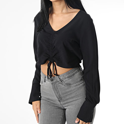Top Crop Femme Col V Nova Life 15273057 Noir
