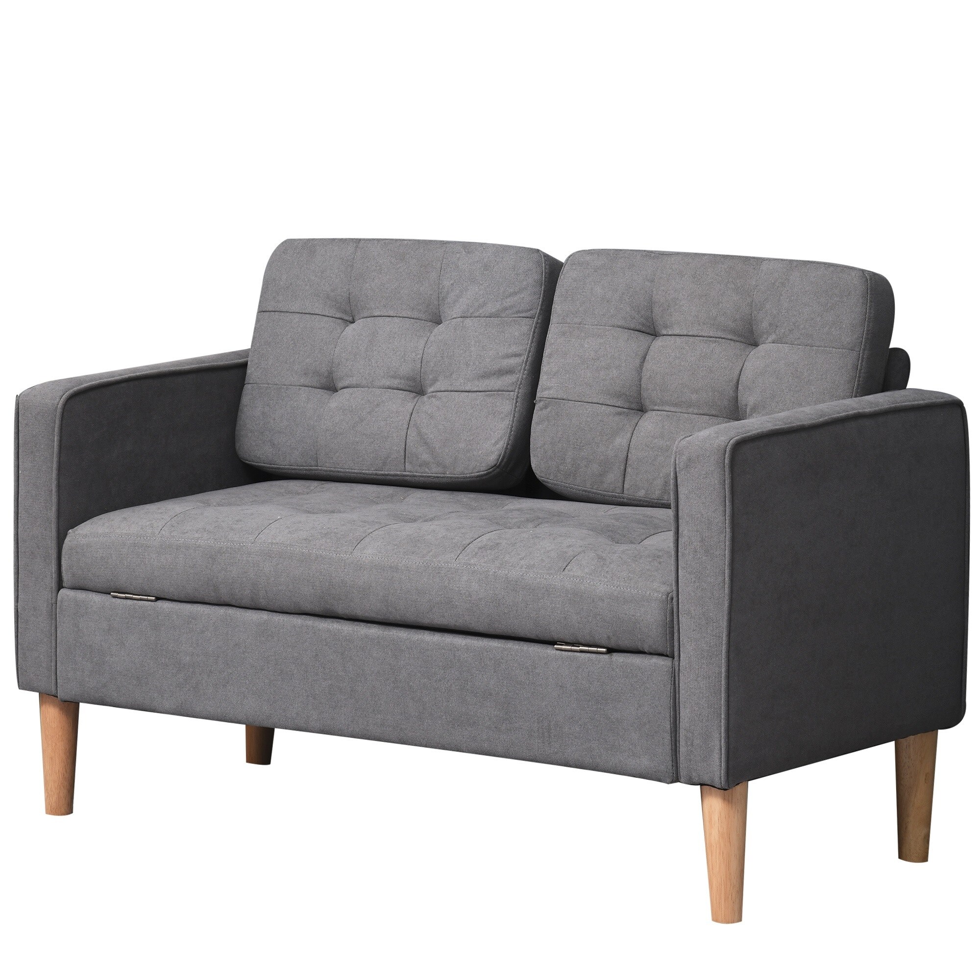 HOMCOM 2-Sitzer Sofa mit abnehmbaren Kissen grau 117 x 62 x 78 cm (BxTxH)