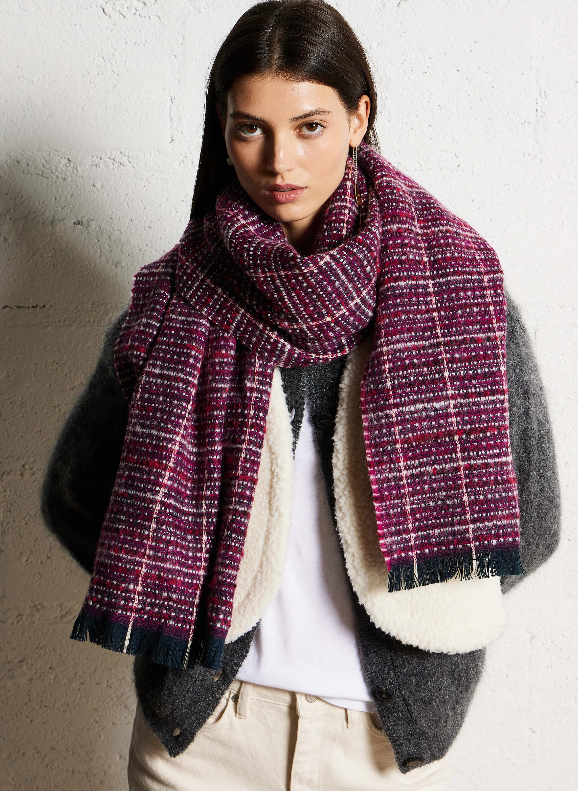 Echarpe en jacquard | Rose