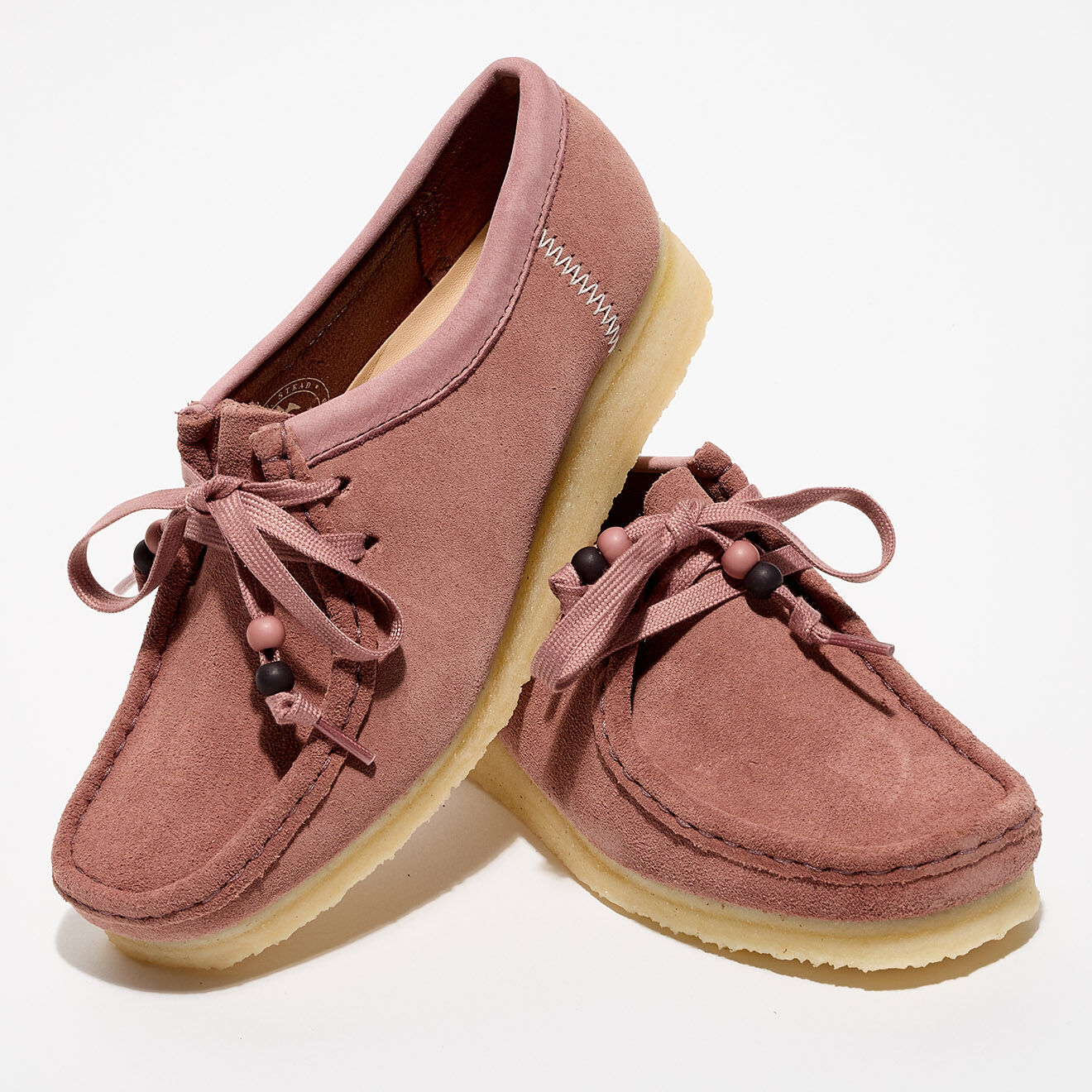 Clarks Originals Derbies en Velours de Cuir Wallabee vieux rose