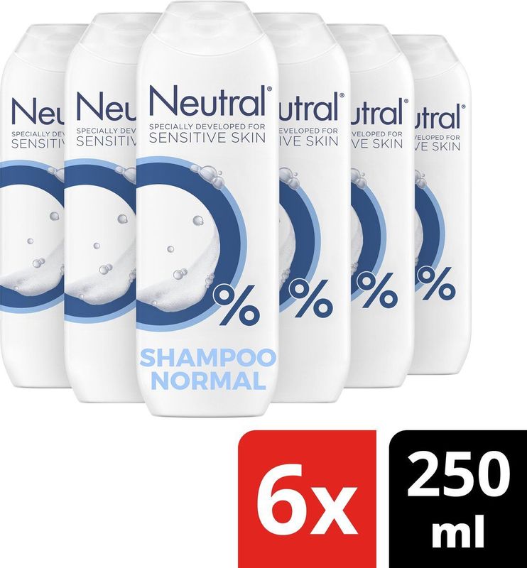 Neutral - 0% Shampoo - Normaal - 0% Parfum - 0% Kleurstof - 6 x 250 ml