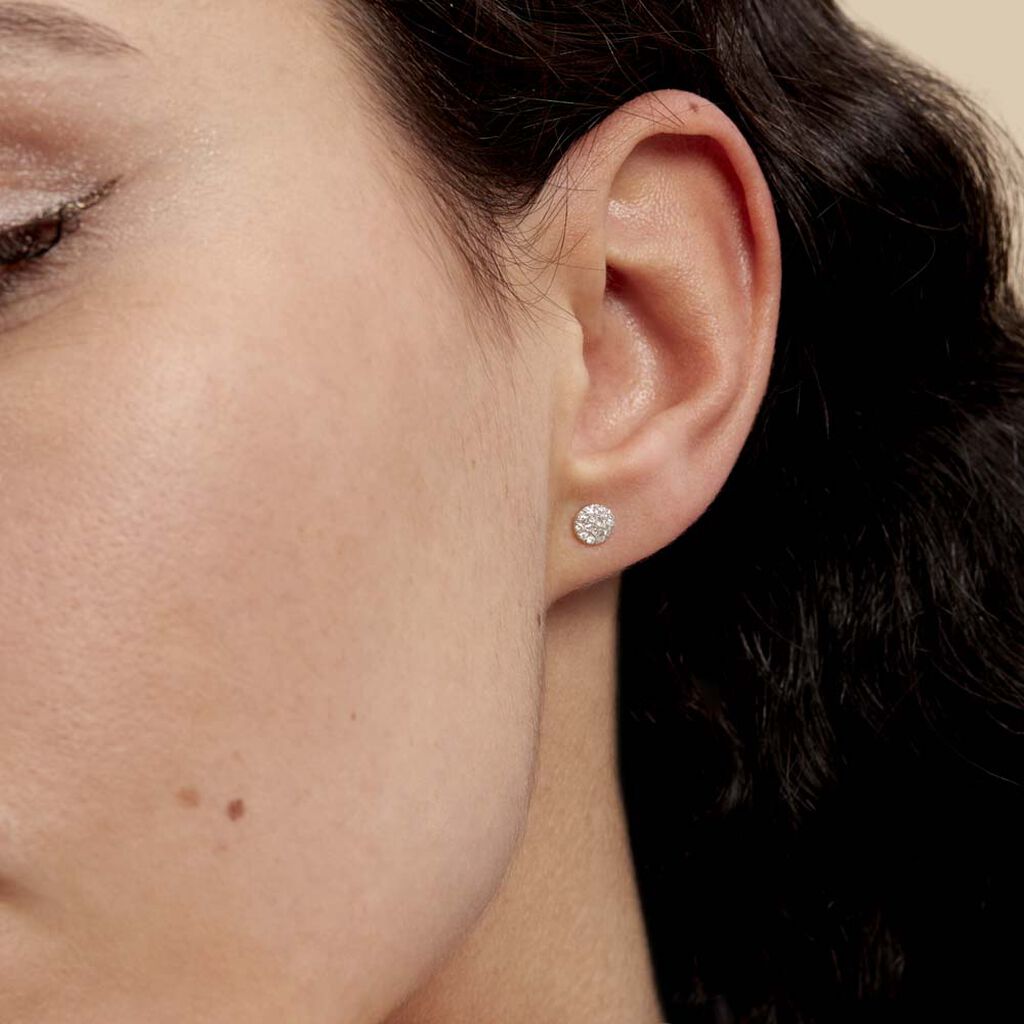 Boucles D'oreilles Puces Teani Or Blanc Diamant
