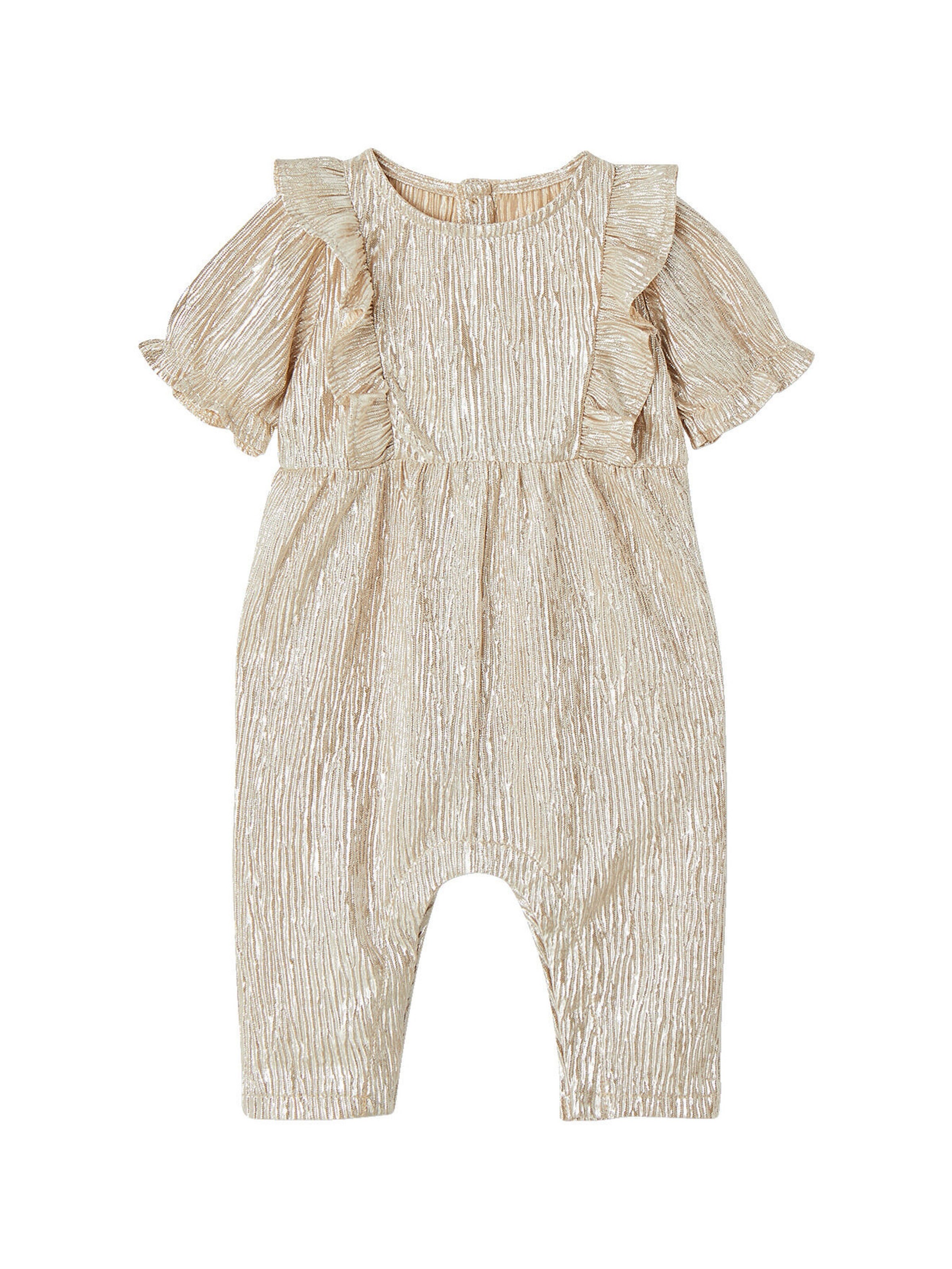 Vertbaudet Festlicher Mädchen Baby Volant-Overall, Glanzeffekt gold