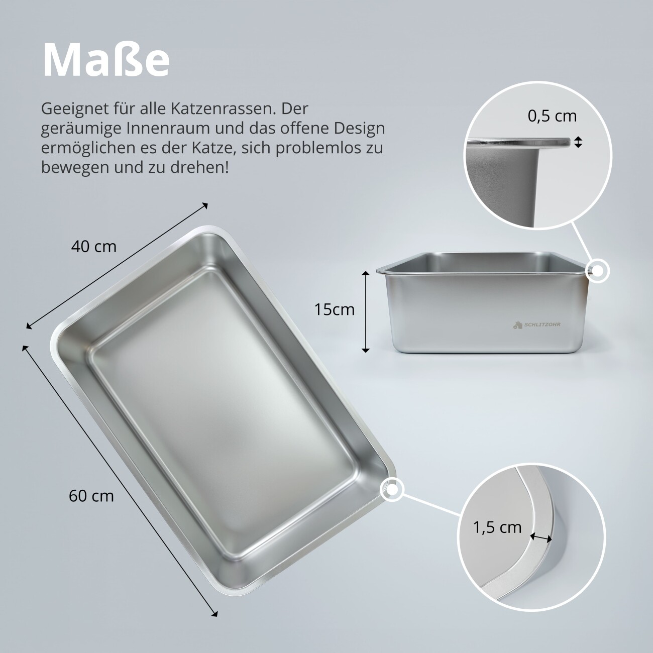 Schlitzohr Premium Edelstahl Katzentoilette Lotte - XXL