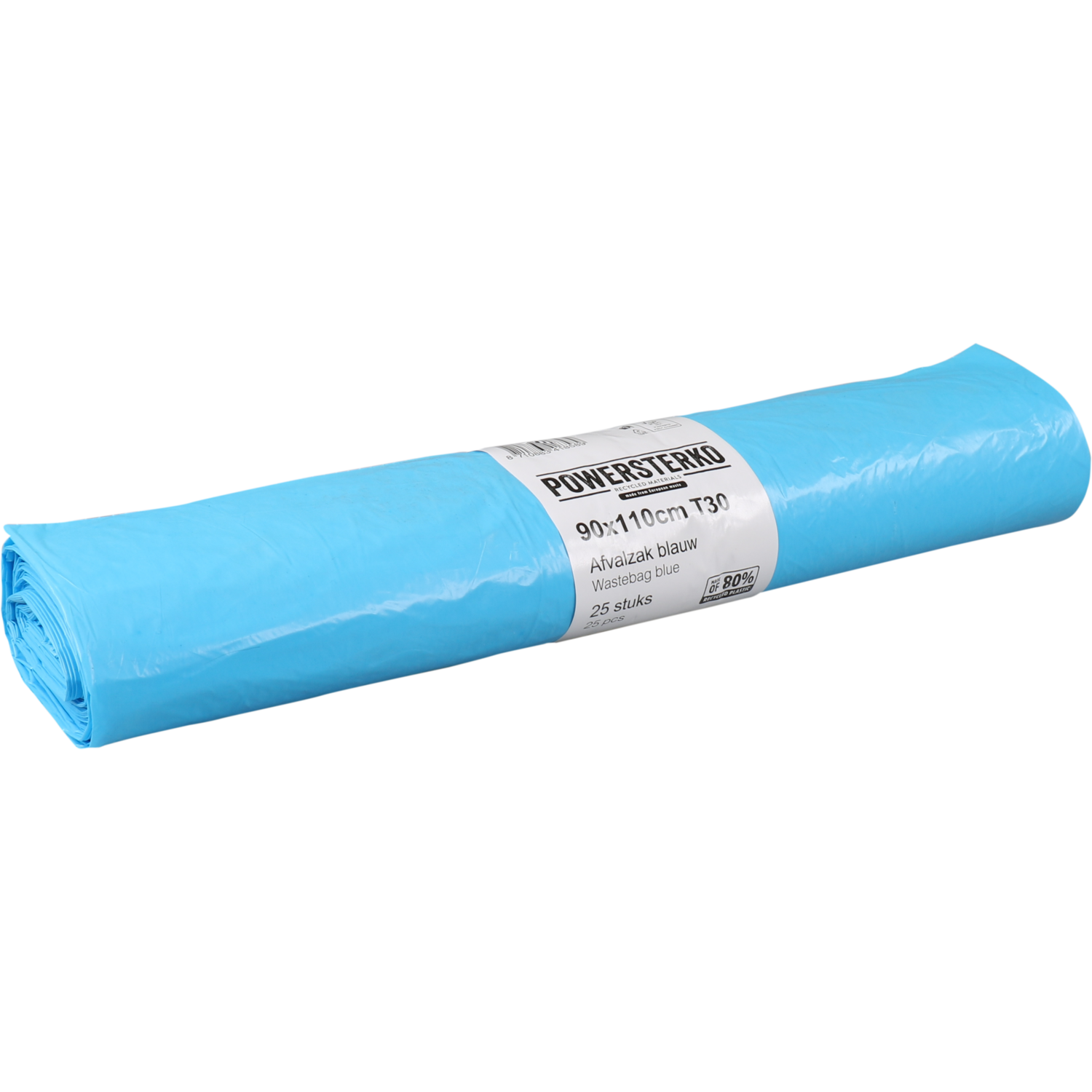 PowerSterko Afvalzak, Gerecycled LDPE, 90x110cm, T30, blauw