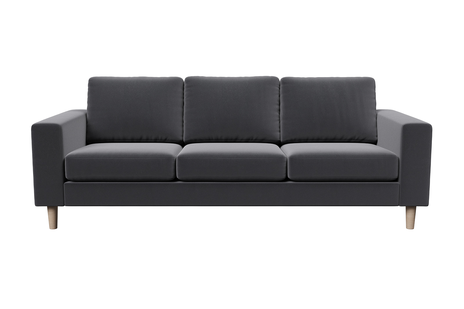 Hedda 3-seter 3-seter i tekstil Velvet Grey med arm F 18 cm og ben nr 1 i hvitoljet eik