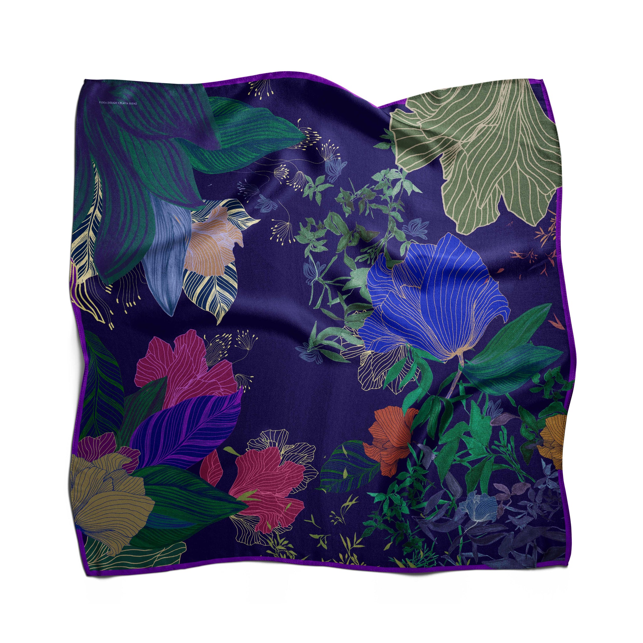 Foulard Giardino - Fiori Grandi dunkelblau