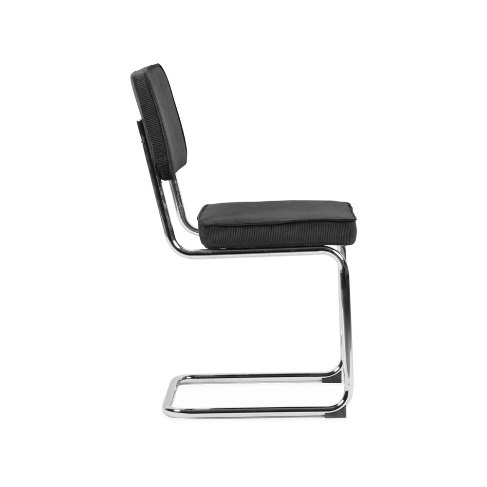 Lot de 2 chaises cantilever velours côtelé gris foncé l46 x p54.5x h84.5cm