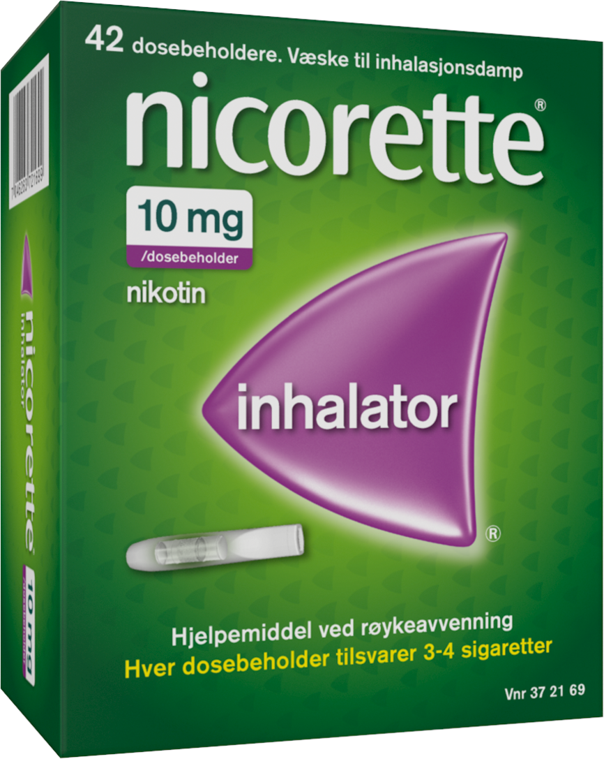 Nicorette inhalator 10 mg nikotin, 42 stk, slutte å røyke