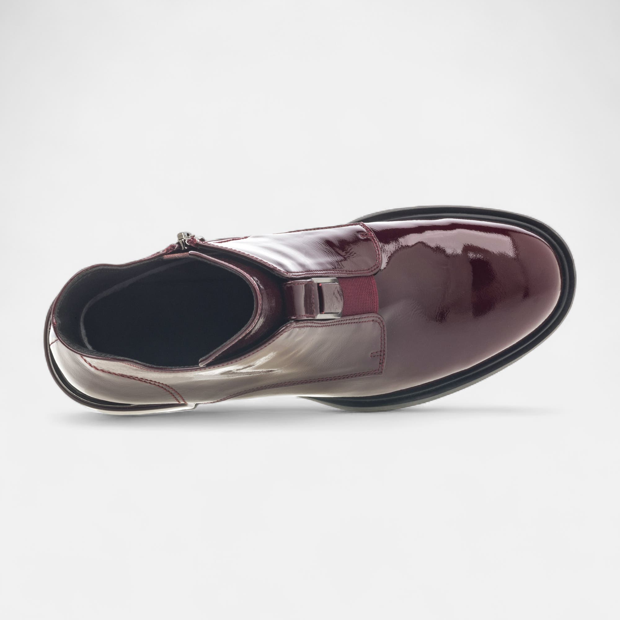 Bottines Femme en cuir bordeaux