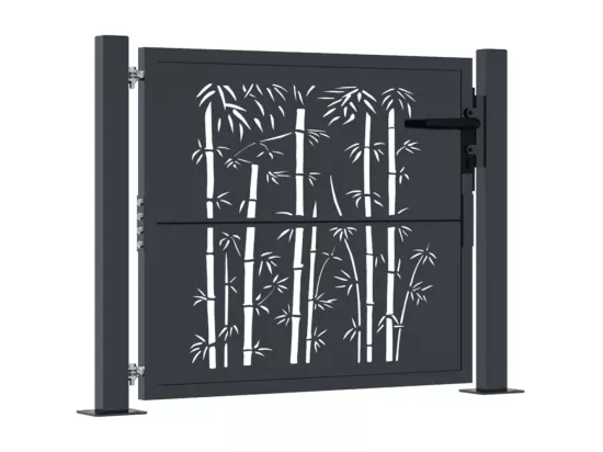 Portail de jardin anthracite 105x105 cm acier design de bambou