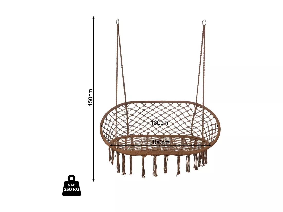 Fauteuil Suspendu Rebecca Mobili Hesperis 150x130x70 Polycoton Acier Marron Boho