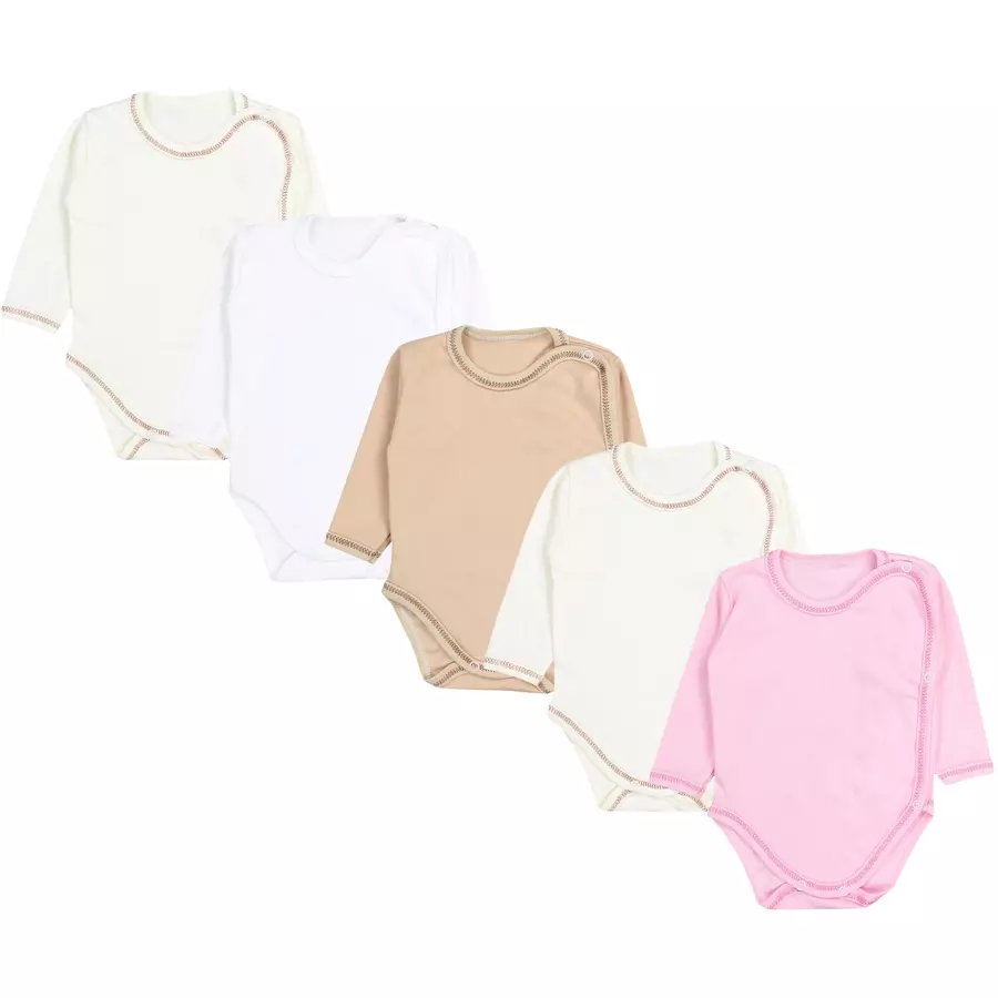 TupTam Unisex Baby Wickelbody Langarm 5er Set gelbweiß