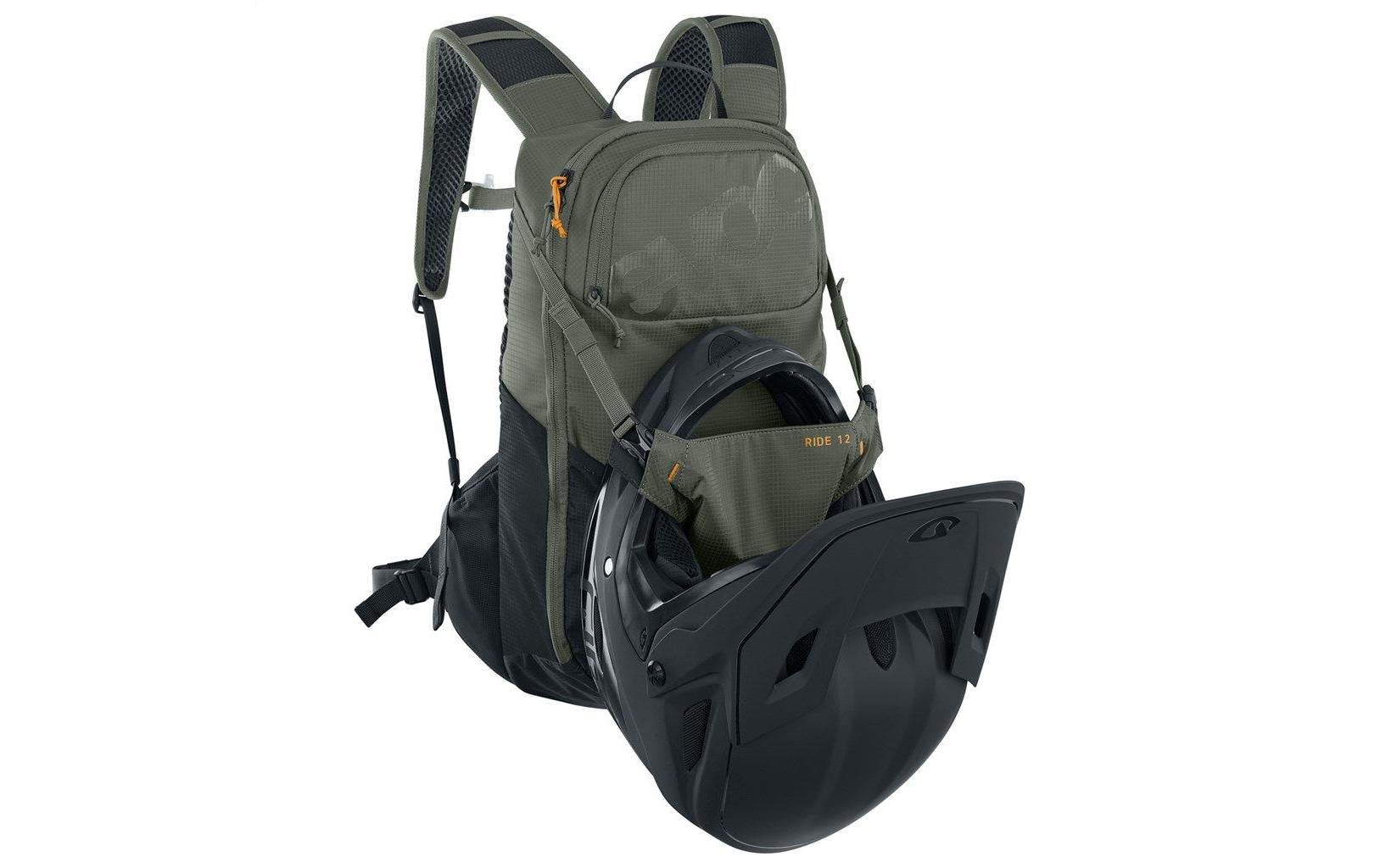 Rucksack Ride 12 L, Dark Olive / Black<br>Bikerucksack mit breiten Hüftflossen