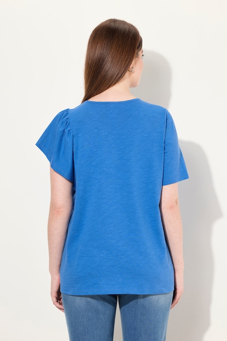T-Shirt, Volant, Rundhals, Halbarm, Biobaumwolle
