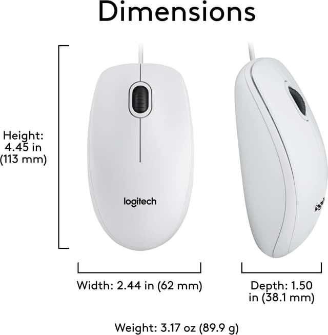Logitech M100 mus med ledning (hvid)