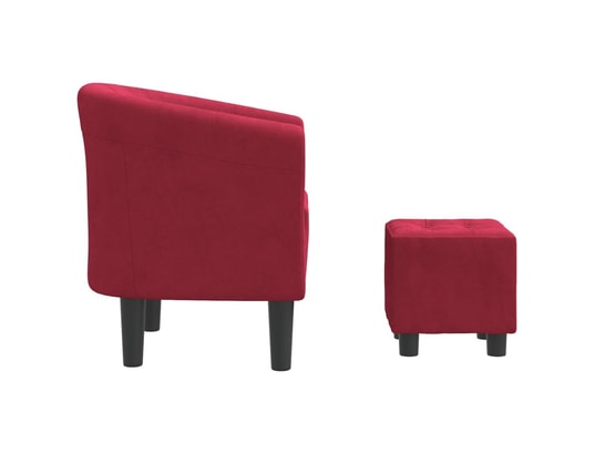 VIDAXL - Fauteuil cabriolet avec repose-pied rouge bordeaux velours