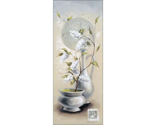 Canvas schilderij Blauw Bloemig II 27x77 cm