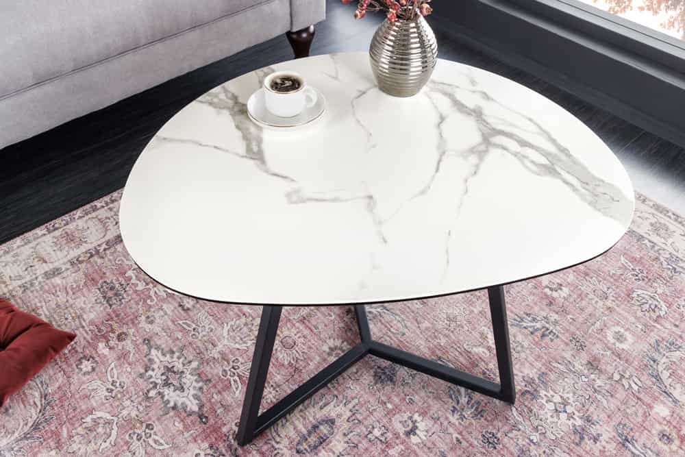 Moderner Couchtisch MARVELOUS 70cm weiß Marmor Keramik made in Italy