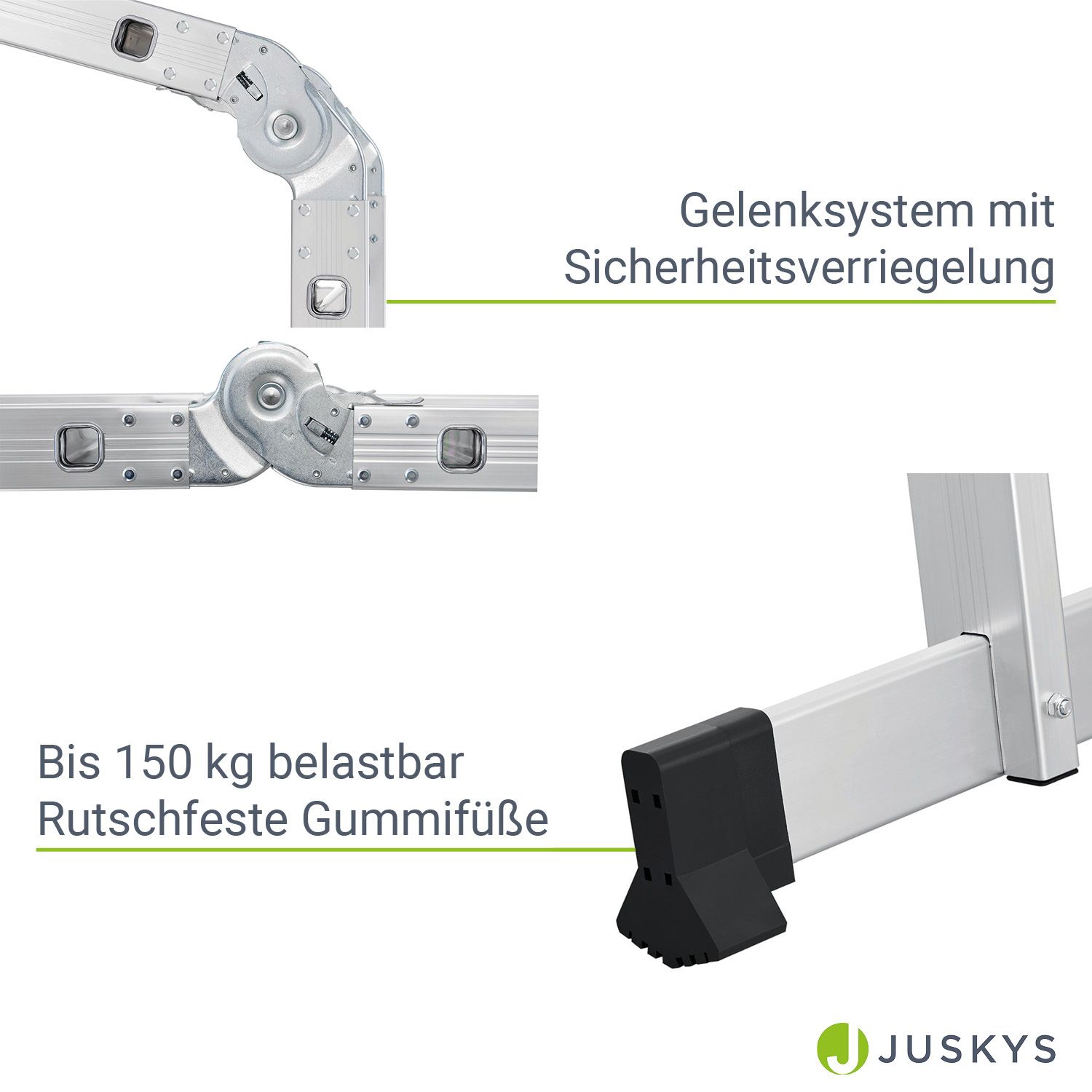 Juskys Aluminium Multifunktionsleiter 4,7m Tragfähigkeit bis 150 kg