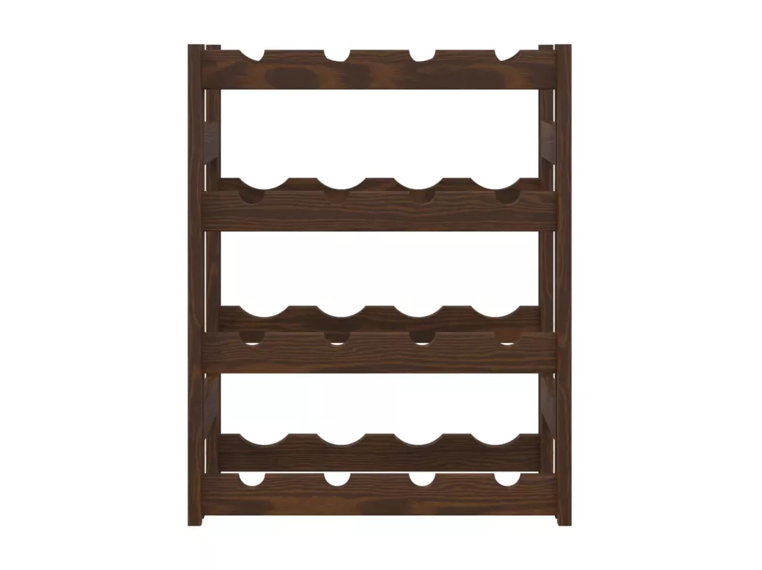 Casier à bouteilles pour 16 bouteilles marron bois pin solide