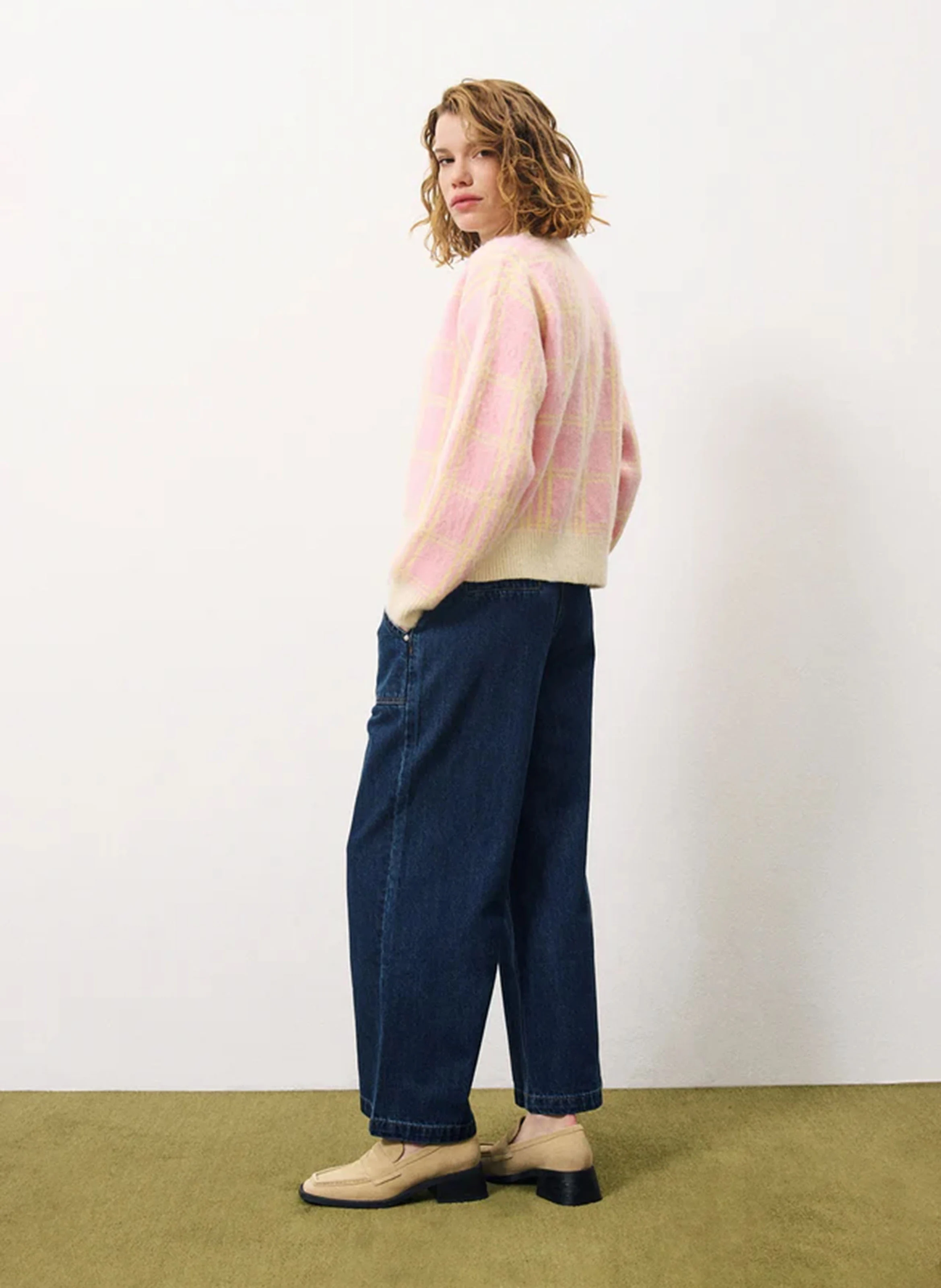 MANILA - Gilet col V en jacquard | Rose