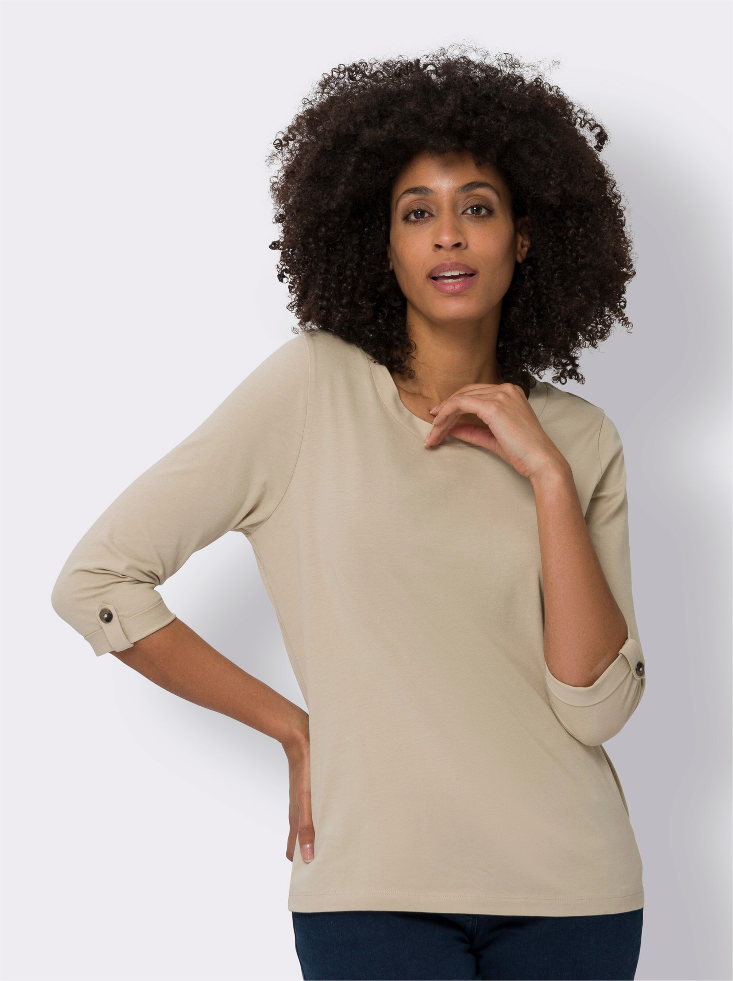 34-Arm-Shirt aus reiner Baumwolle