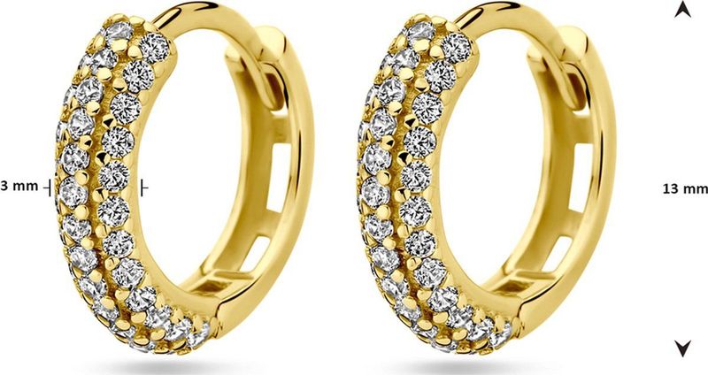 14K geelgoud klapoorringen zirkonia 13 mm 4031661