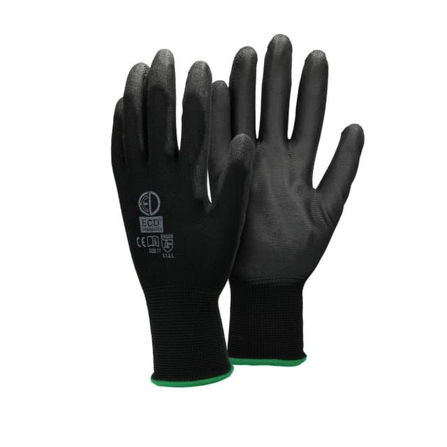 ECD Germany 36 par PU arbejdshandsker, størrelse 11-XXL, Farve Sort, mekanik