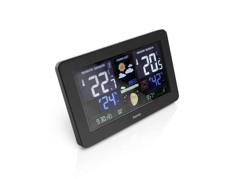 Hama Wetterstation Premium mit LED-Farbdisplay Schwarz Wetterstation mit farbigem Display