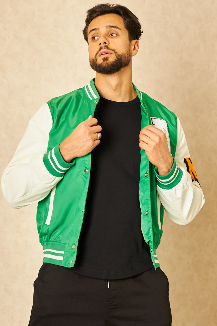 Bomber vert à inscriptions 